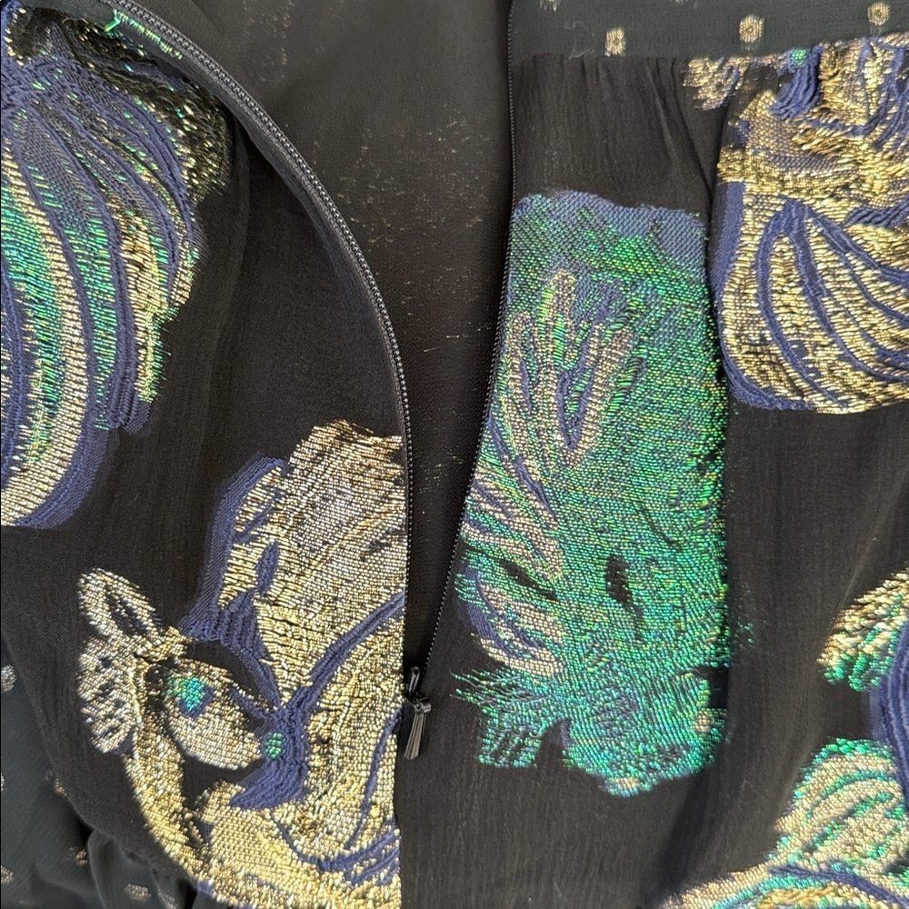 Cynthia Rowley Inverness Metallic Sheer Silk Mini Dress Black Fish Size 6 - Picture 13 of 13